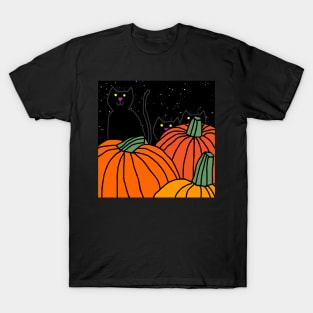 Pumpkins and Cats on Halloween Night T-Shirt